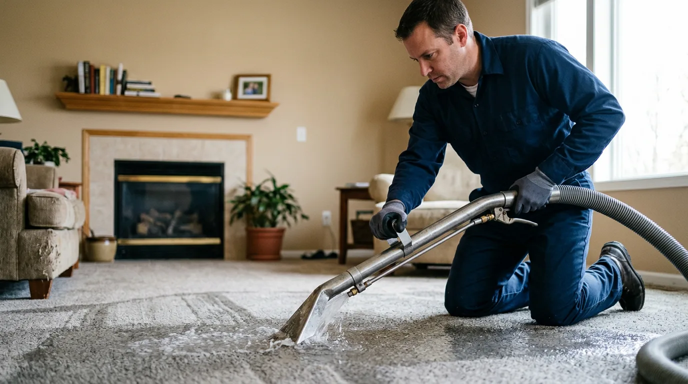 Water damage restoration technician working near Stonewall, TX